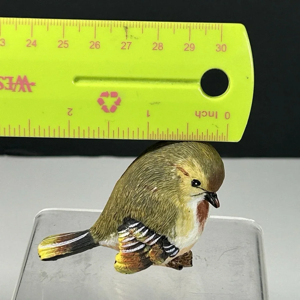 Vtg Warbler Bird Figurine Resin Tan Black Yellow 1.75